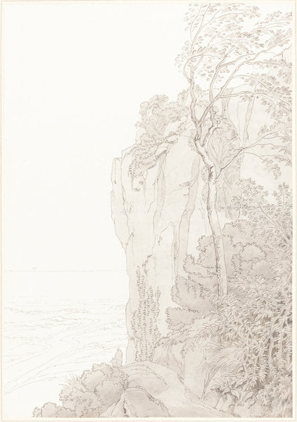 Sheer Cliffs above a Coastal Road by John White Abbott (British, 1763 - 1851), 16X12"(A3)Poster Print