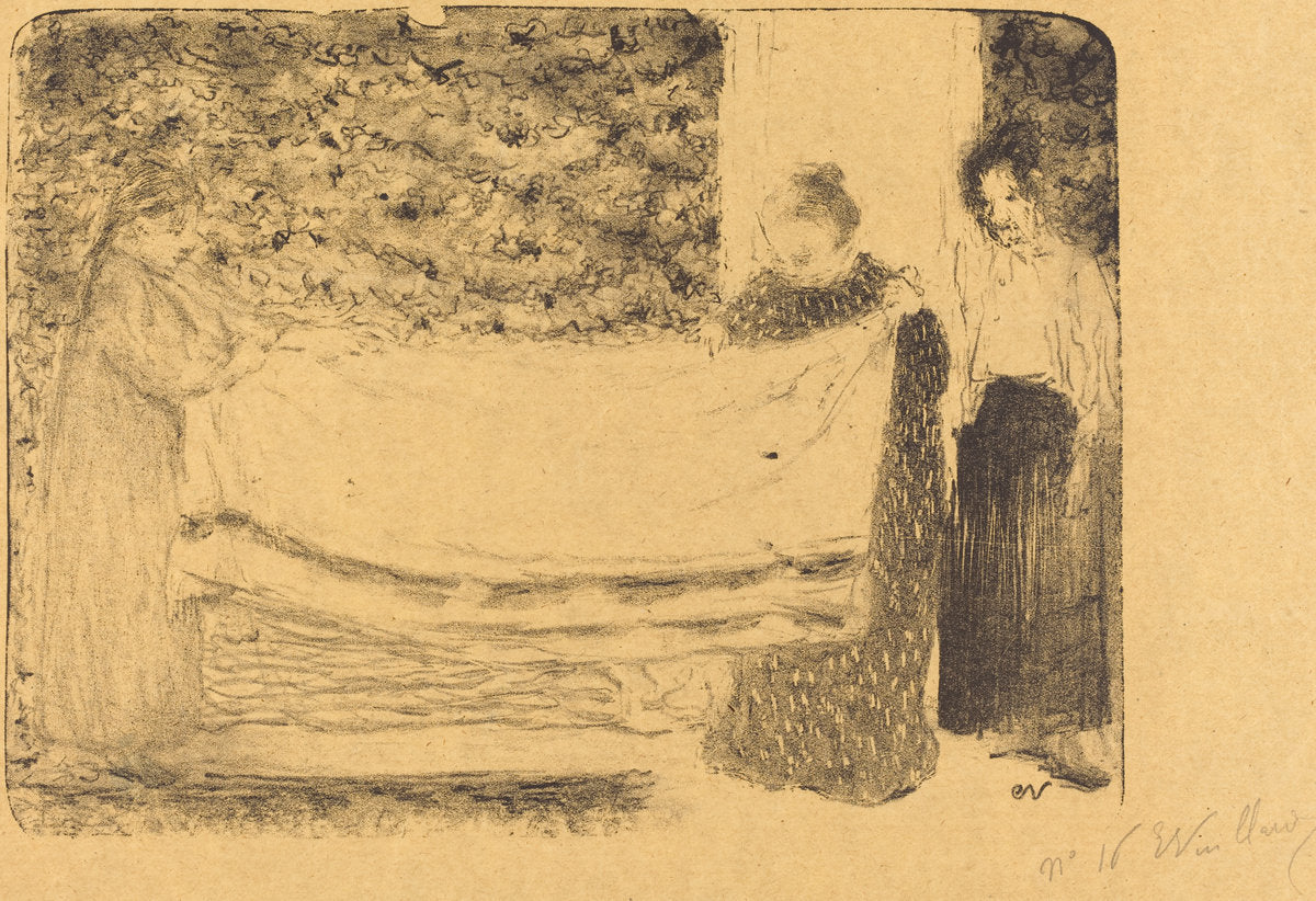 Folding the Linen (Le pliage du linge) by Edouard Vuillard (French, 1868 - 1940), 16X12"(A3)Poster Print