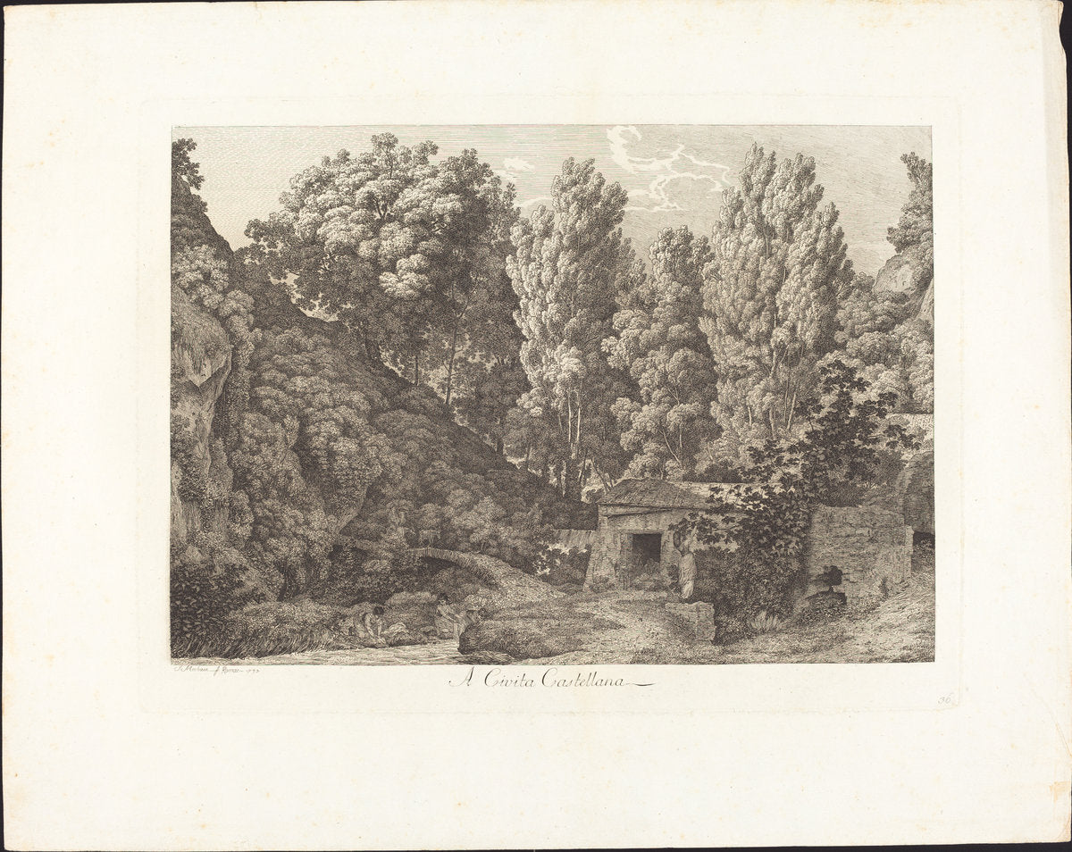 A Cività Castellana by Jacob Wilhelm Mechau (German, 1745 - 1808), 16X12"(A3)Poster Print