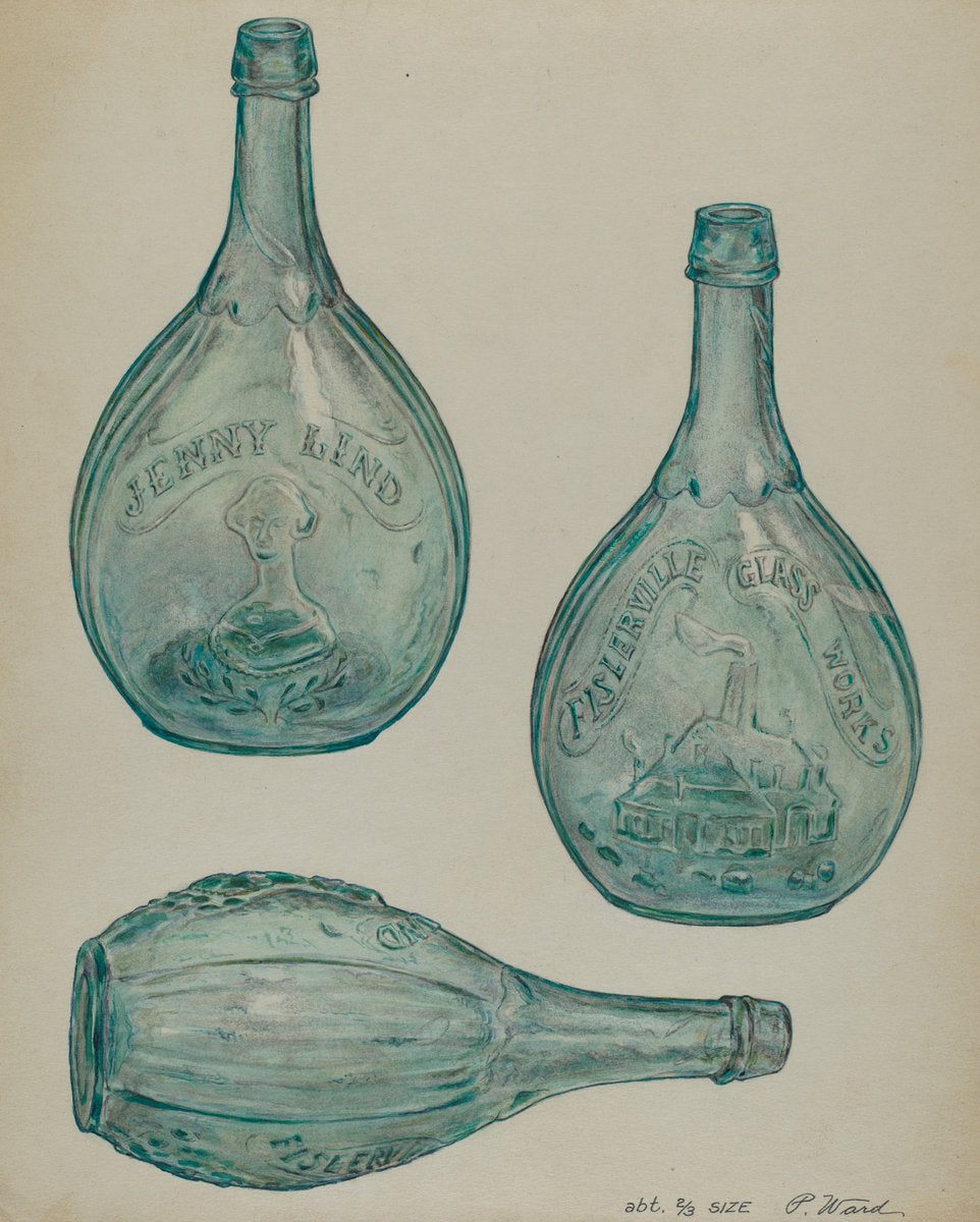 Jenny Lind Bottle by Paul Ward (American, active c. 1935), 16X12"(A3)Poster Print