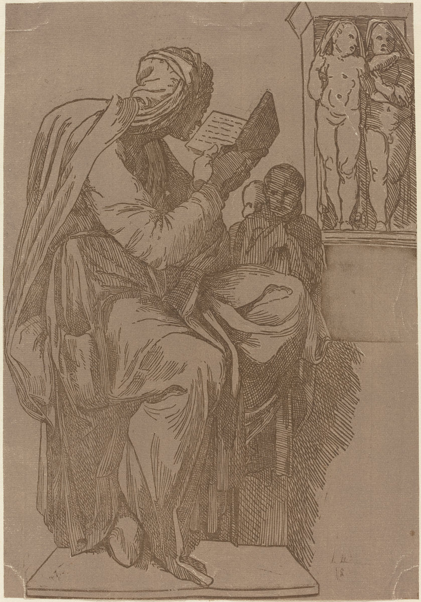A Sibyl Reading by John Skippe after Michelangelo (British, 1742 - 1812), 16X12"(A3)Poster Print