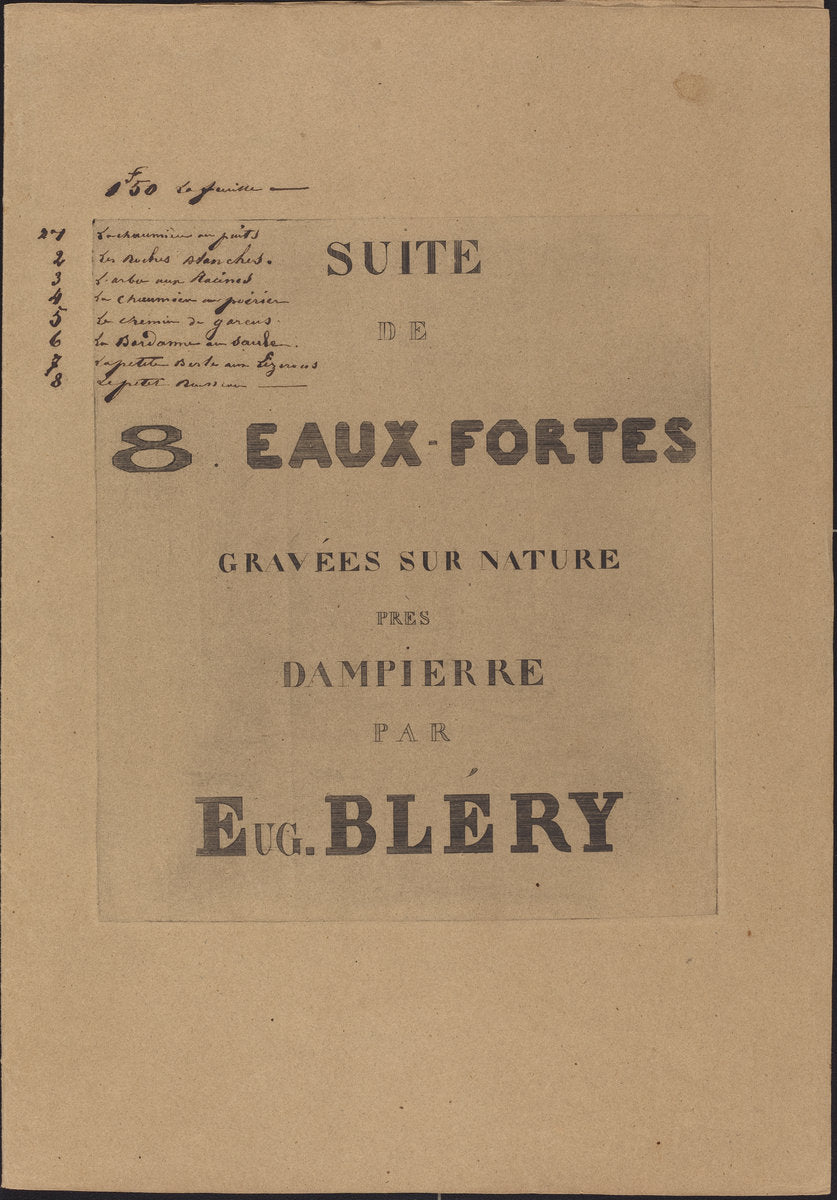 8 Eaux-Fortes Gravées sur Nature by Eugène Bléry (French, 1805 - 1887), 16X12"(A3)Poster Print