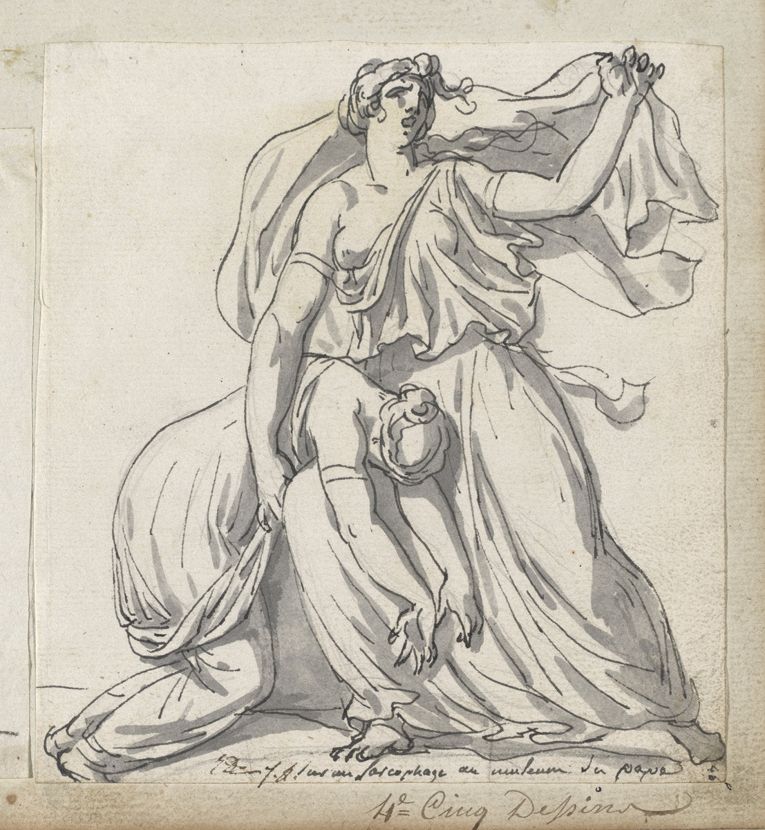 Niobe and Her Daughter by Jacques-Louis David (French, 1748 - 1825), 16X12"(A3)Poster Print