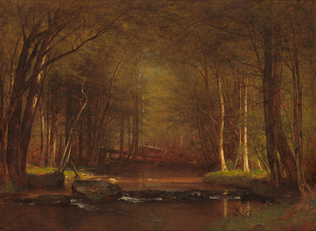 Trout Brook in the Catskills by Worthington Whittredge (American, 1820 - 1910), 16X12"(A3)Poster Print