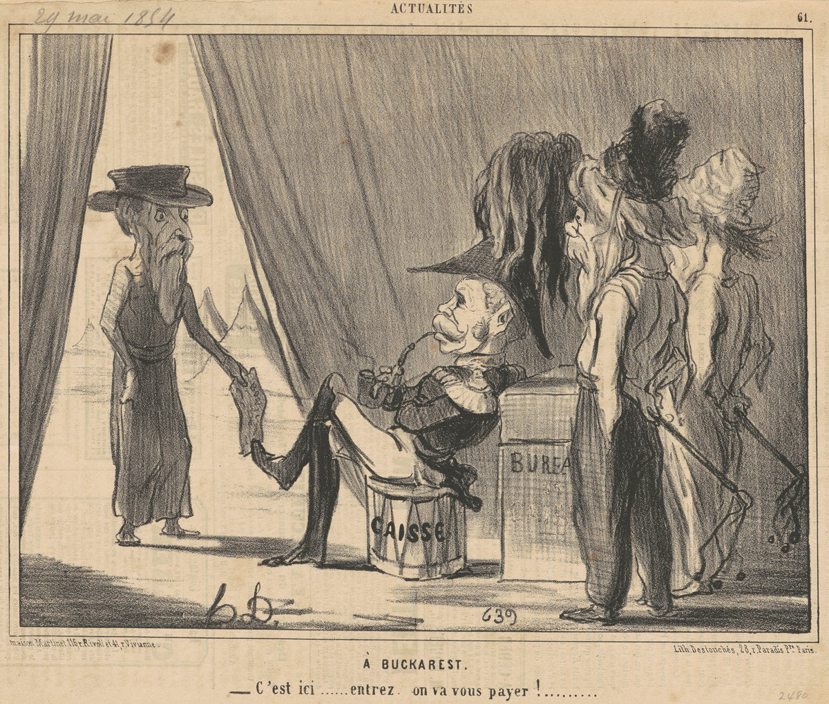 A Bucharest by Honoré Daumier (French, 1808 - 1879), 16X12"(A3)Poster Print