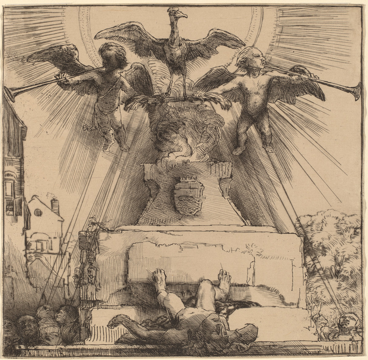 The Phoenix or the Statue Overthrown by Rembrandt van Rijn (Dutch, 1606 - 1669), 16X12"(A3)Poster Print