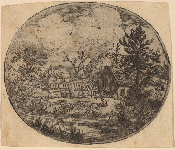 Hamlet at the Bank of a River by Allart van Everdingen (Dutch, 1621 - 1675), 16X12"(A3)Poster Print