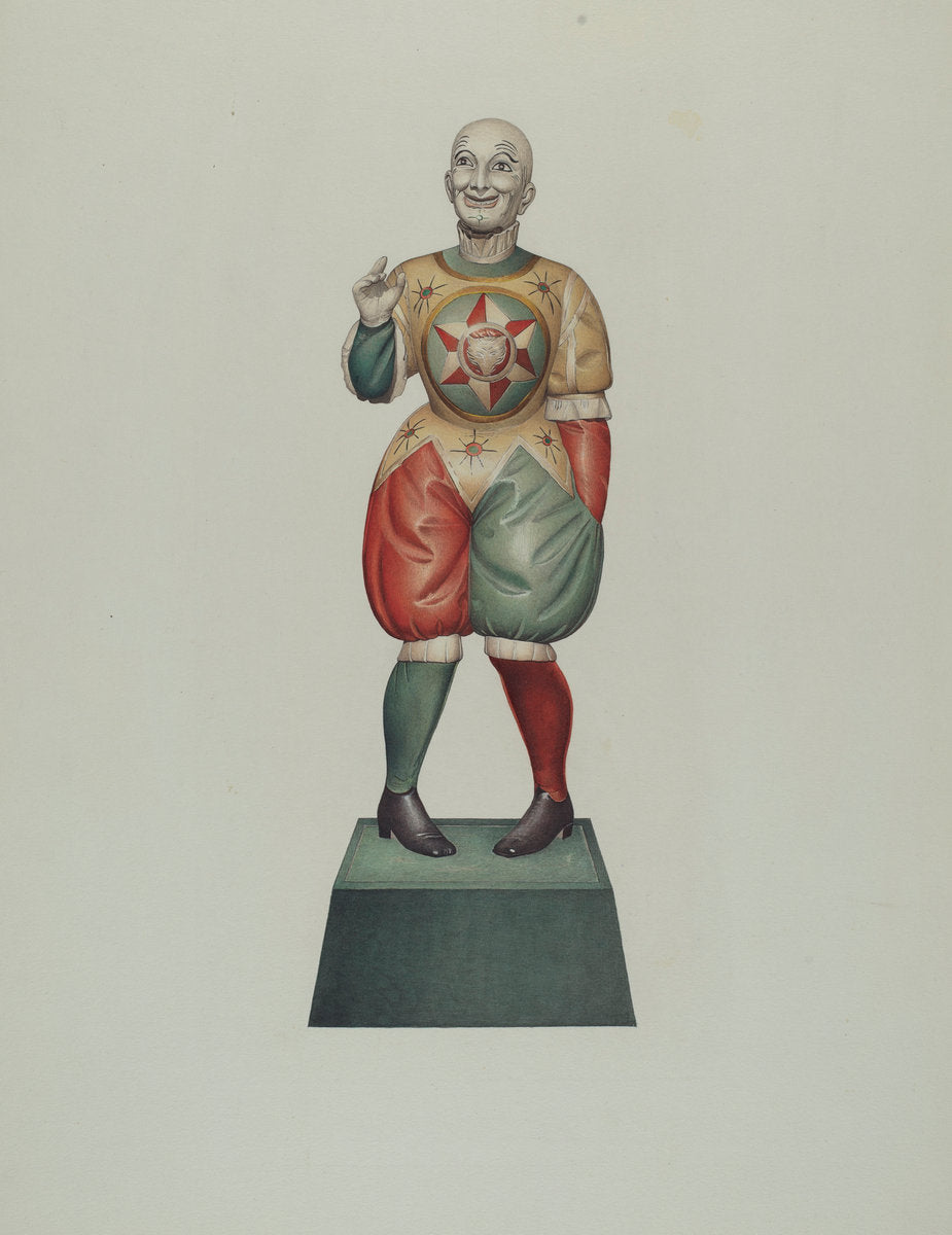 Cigar Store Figure: Clown by Robert Pohle (American, active c. 1935), 16X12"(A3)Poster Print