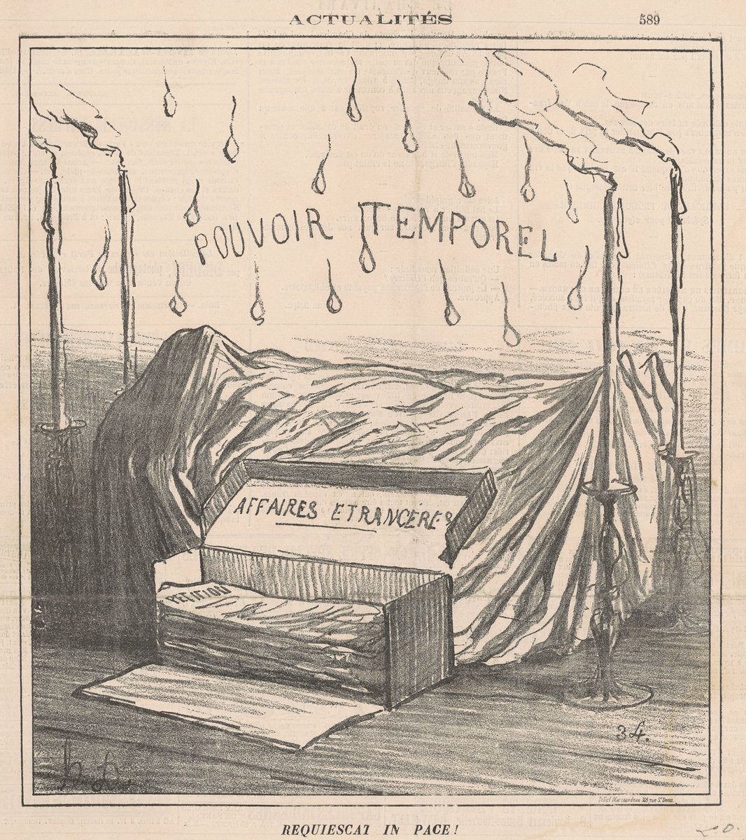Requiescat in pace! by Honoré Daumier (French, 1808 - 1879), 16X12"(A3)Poster Print