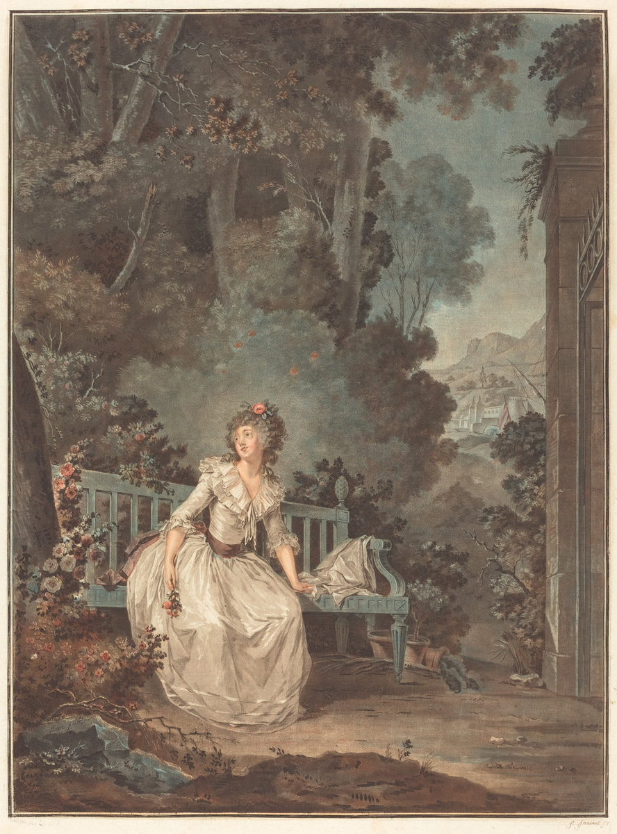 Nina, ou La Folle par amour (Nina, or The Woman Maddened by Love) by Jean-François Janinet after Claude Hoin (French, 1752 - 1814), 16X12"(A3)Poster Print