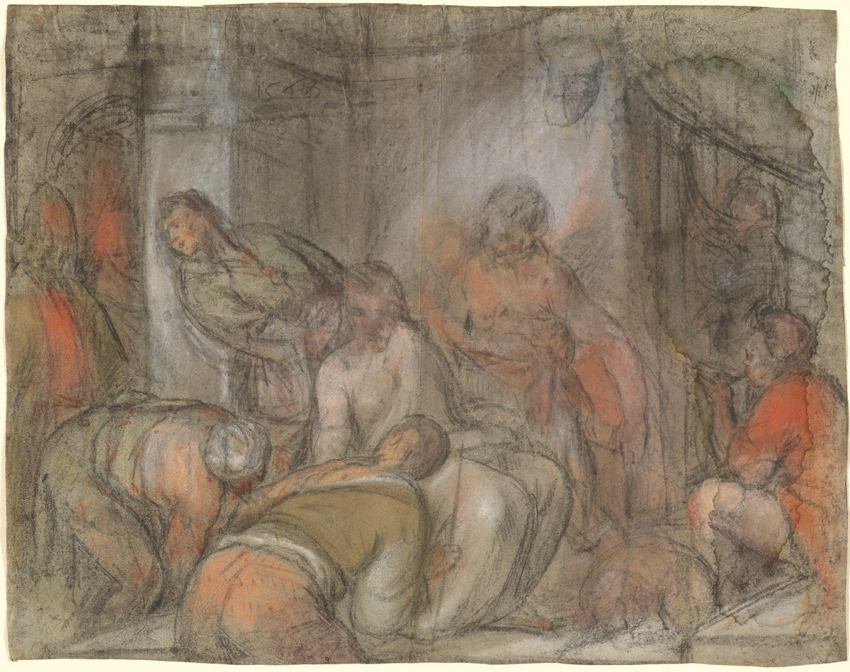 The Mocking of Christ by Jacopo Bassano (Venetian, c. 1510 - 1592), 16X12"(A3)Poster Print