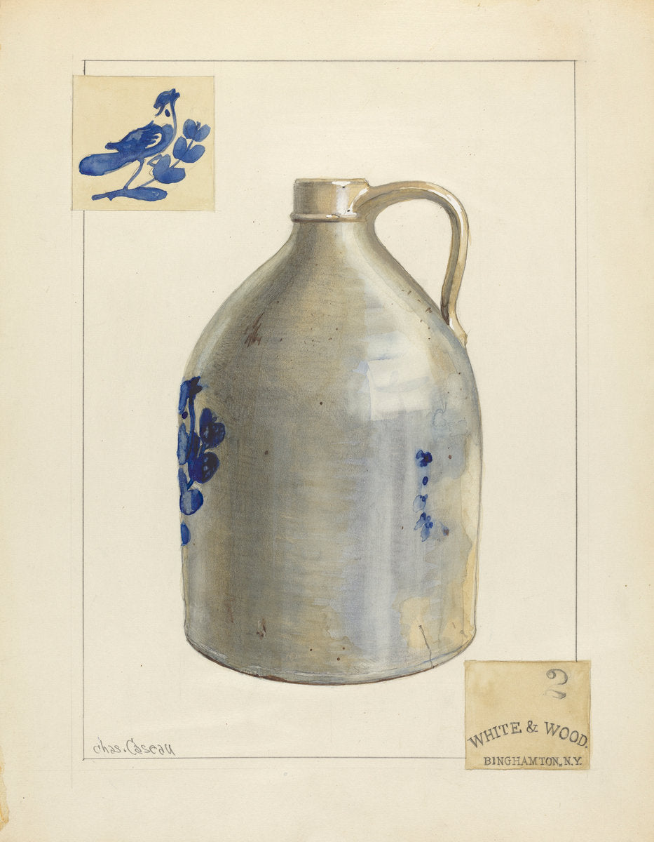Stoneware Jug by Charles Caseau (American, active c. 1935), 16X12"(A3)Poster Print