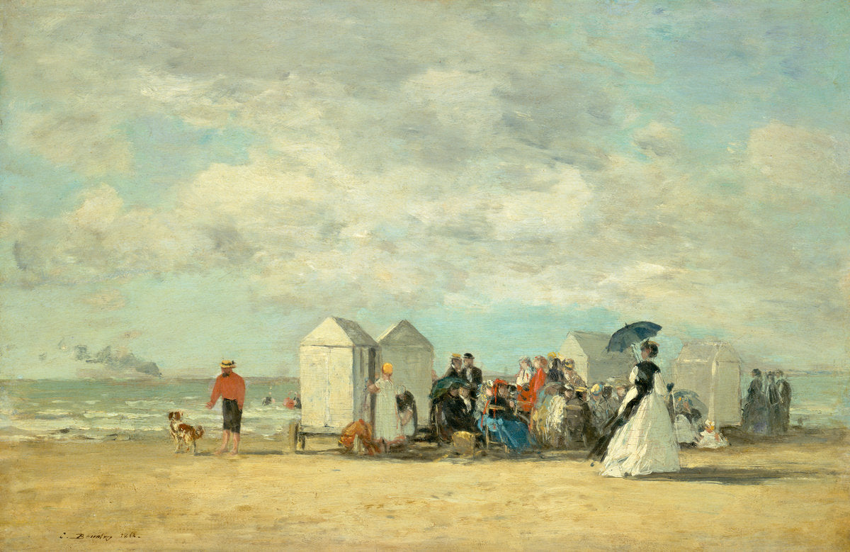 Beach Scene by Eugène Boudin (French, 1824 - 1898), 16X12"(A3)Poster Print