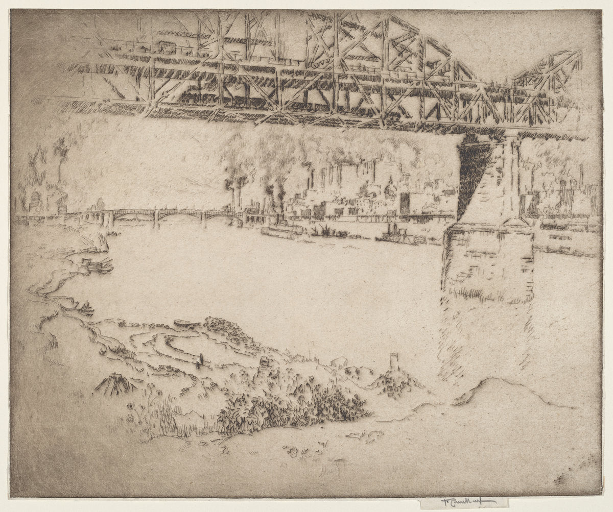 The City Bridge, St. Louis by Joseph Pennell (American, 1857 - 1926), 16X12"(A3)Poster Print
