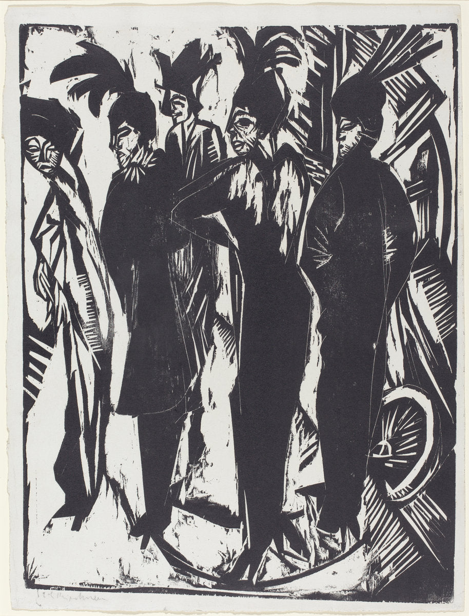 Five Women on the Street by Ernst Ludwig Kirchner (German, 1880 - 1938), 16X12"(A3)Poster Print