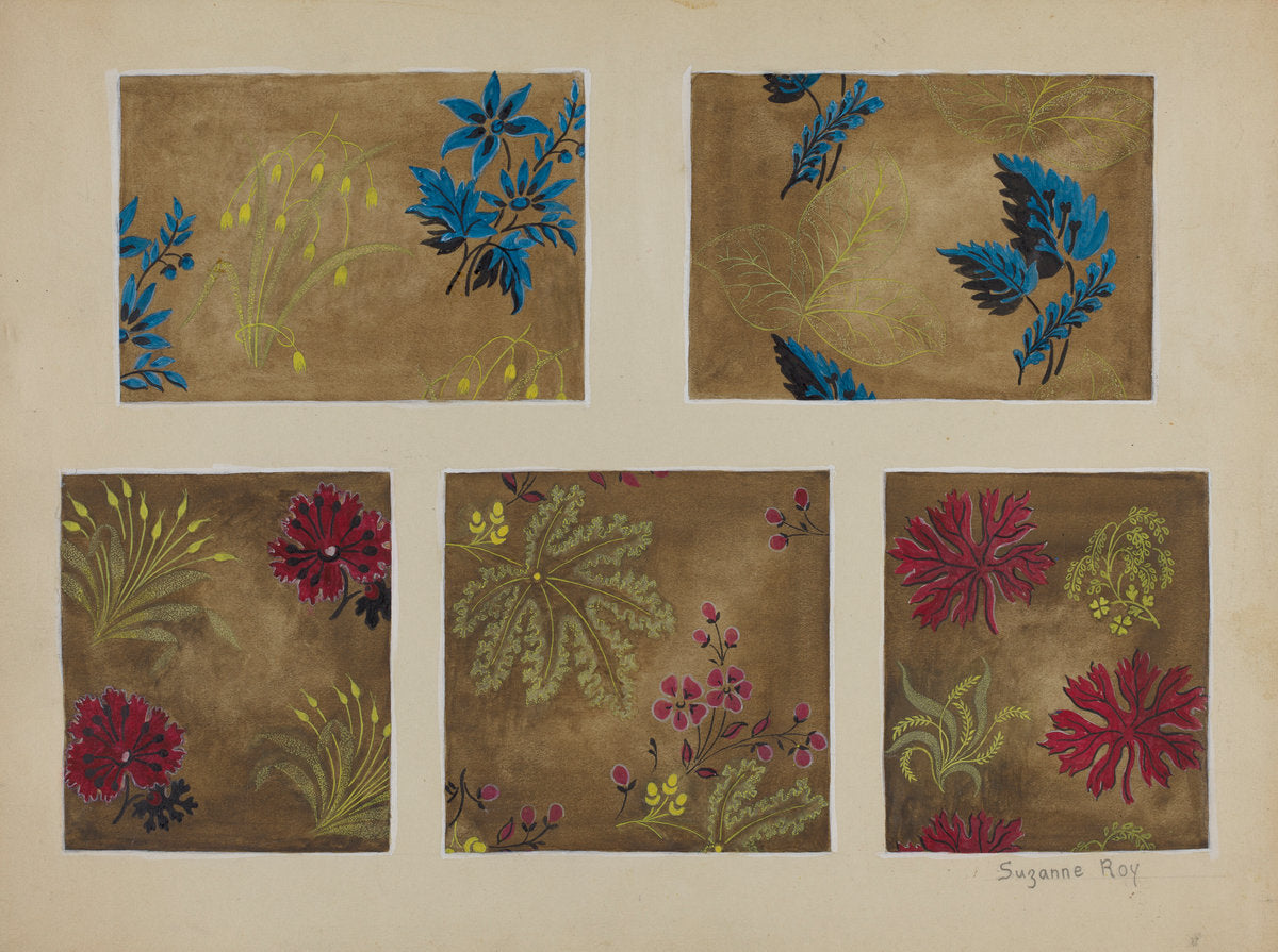 Printed Textiles by Suzanne Roy (American, active c. 1935), 16X12"(A3)Poster Print