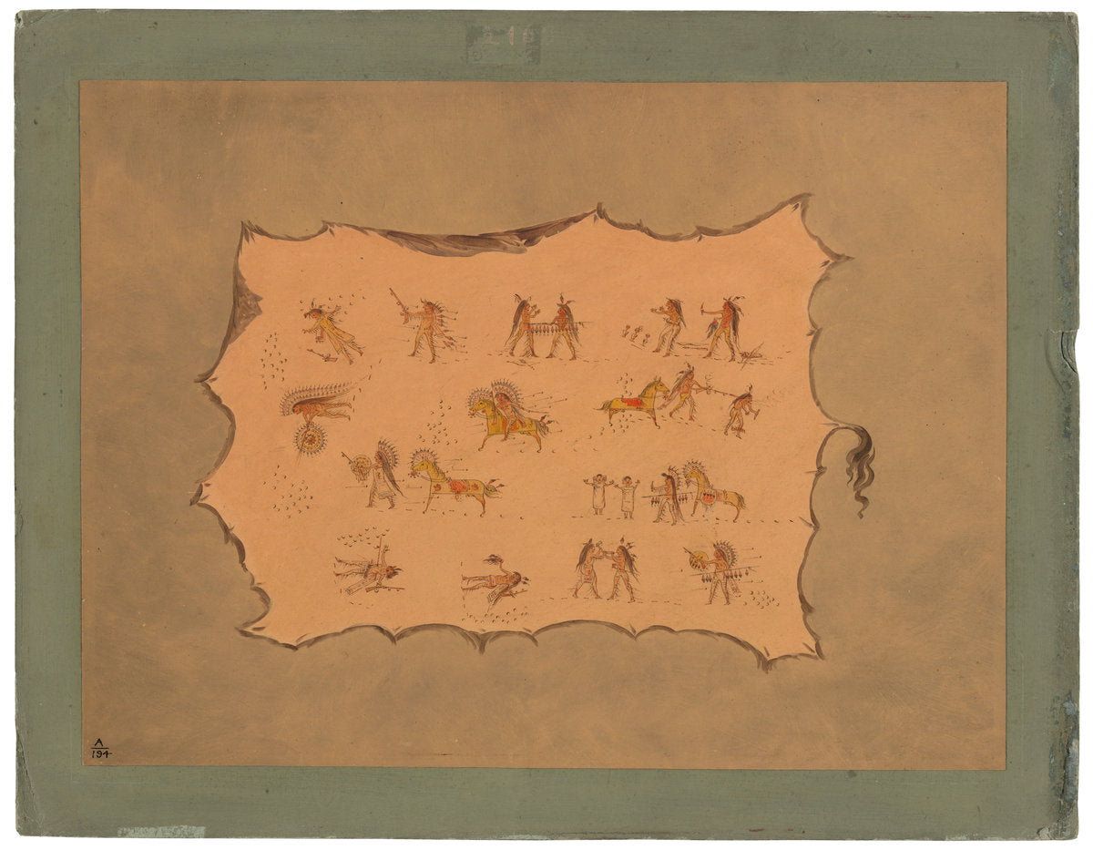 Facsimile of the Robe of Mah-to-toh-pa - Mandan by George Catlin (American, 1796 - 1872), 16X12"(A3)Poster Print
