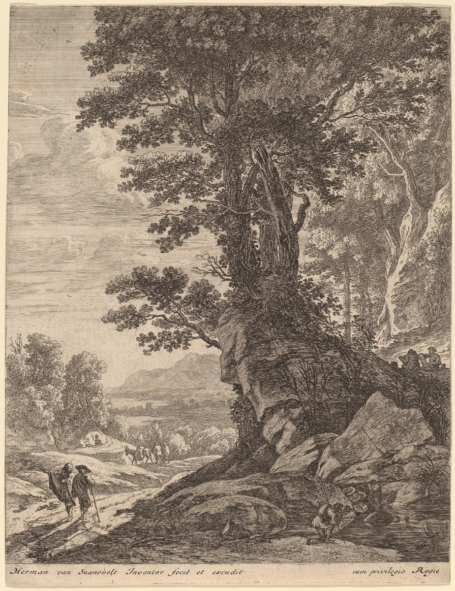 A Group of Trees by Herman van Swanevelt (Dutch, c. 1600 - 1655), 16X12"(A3)Poster Print