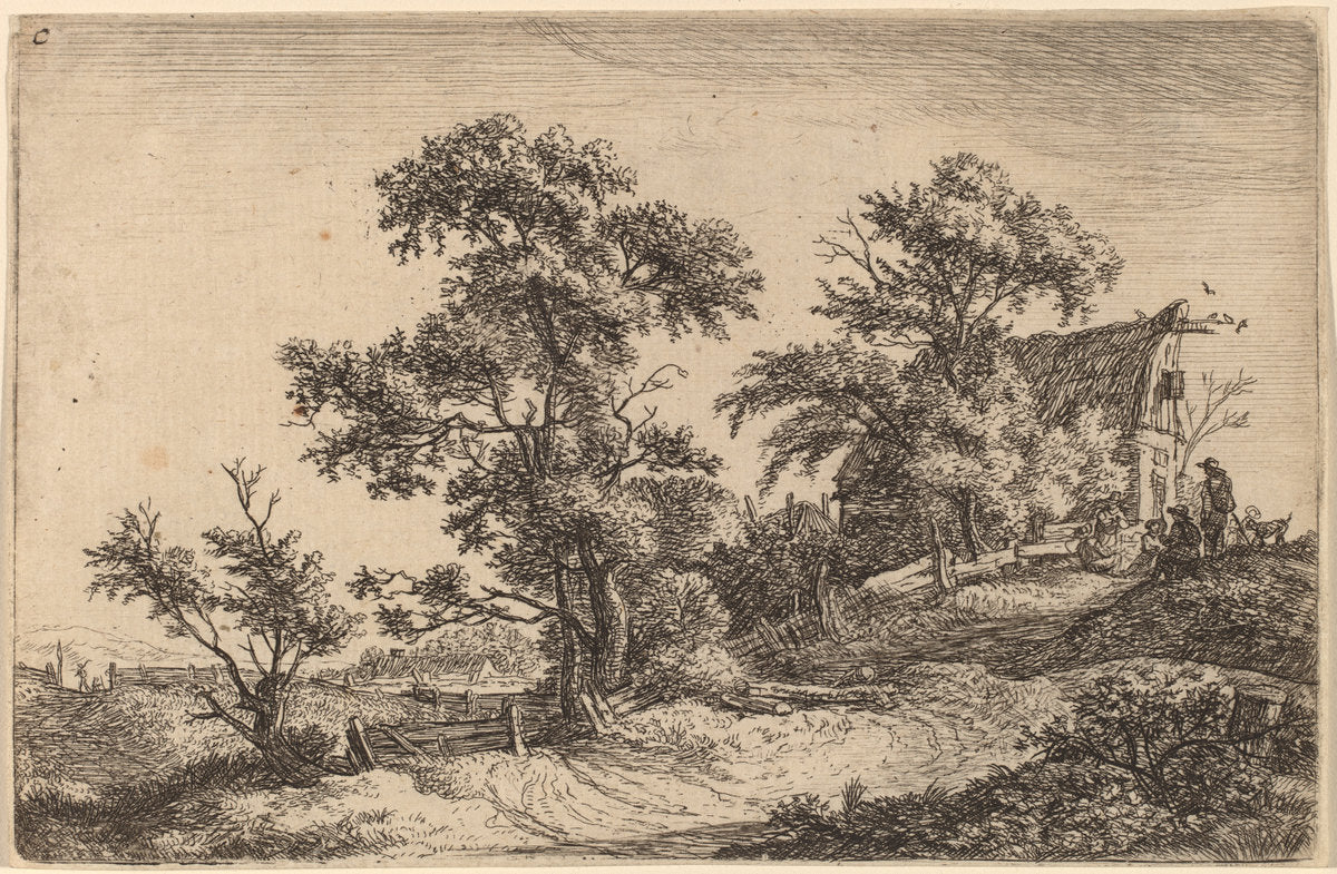 Cottage on a Hill by Anthonie Waterloo (Dutch, 1609/1610 - 1690), 16X12"(A3)Poster Print