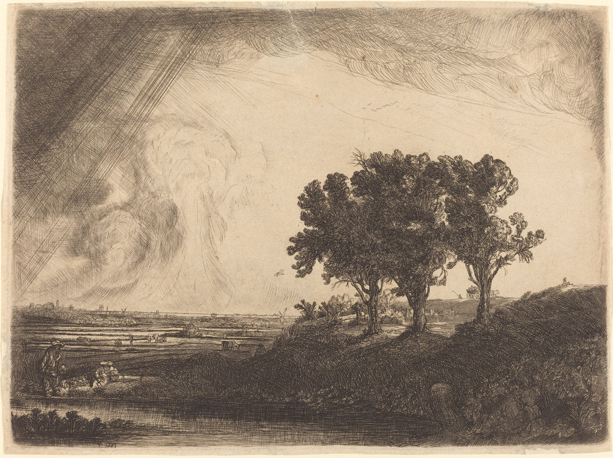 The Three Trees by William Byron after Rembrandt van Rijn (English, 1669 - 1736), 16X12"(A3)Poster Print