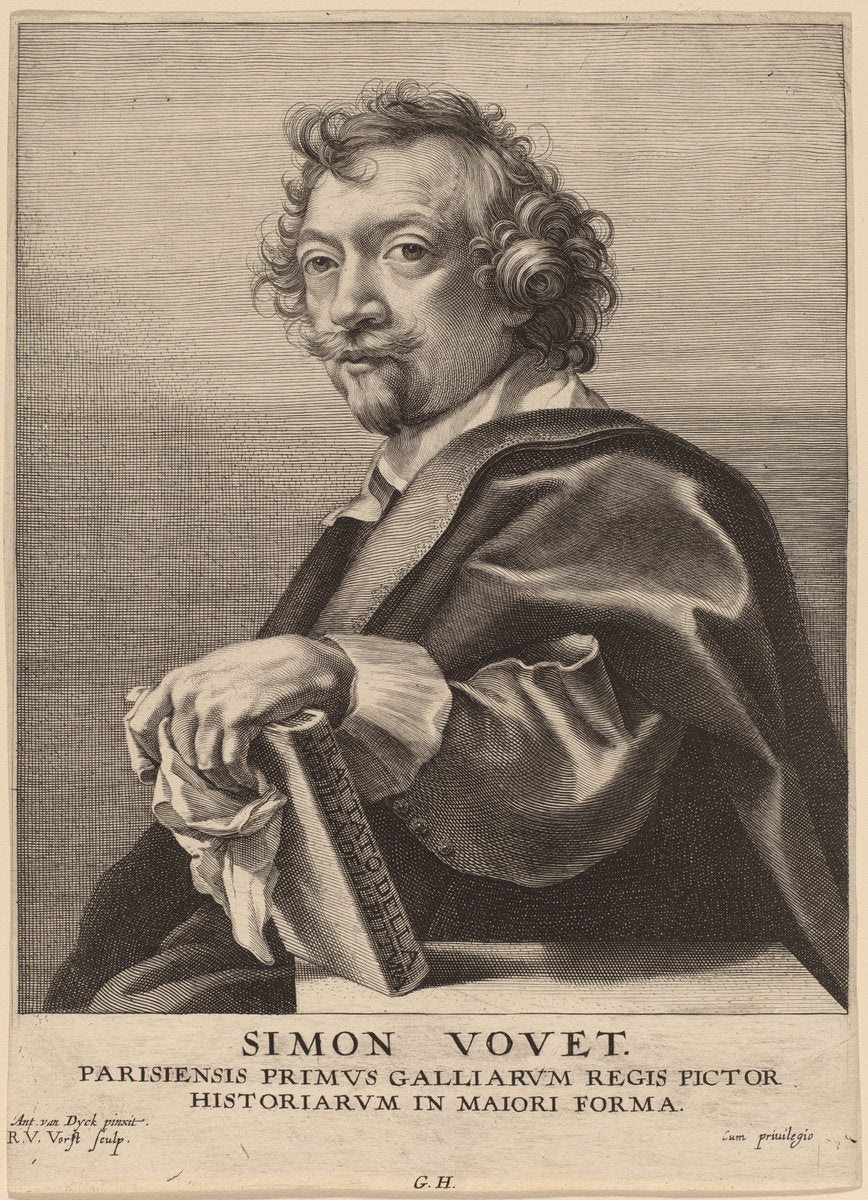 Simon Vouet by Robert van Voerst after Sir Anthony van Dyck (Dutch, 1597 - 1635/1636), 16X12"(A3)Poster Print
