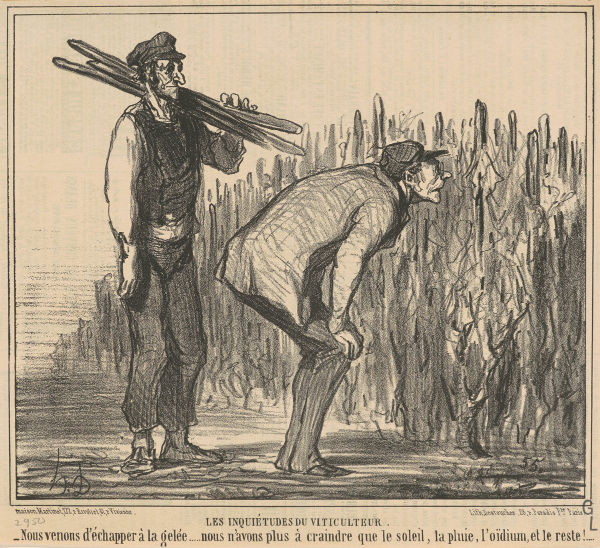 Les inqiétudes du viticulteur by Honoré Daumier (French, 1808 - 1879), 16X12"(A3)Poster Print
