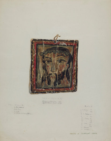 Small Christo Head - Retablo by Majel G. Claflin (American, active c. 1935), 16X12"(A3)Poster Print
