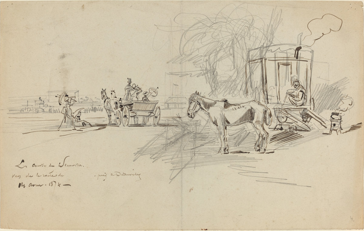 Les Courses du Deauville by Félix-Hilaire Buhot (French, 1847 - 1898), 16X12"(A3)Poster Print
