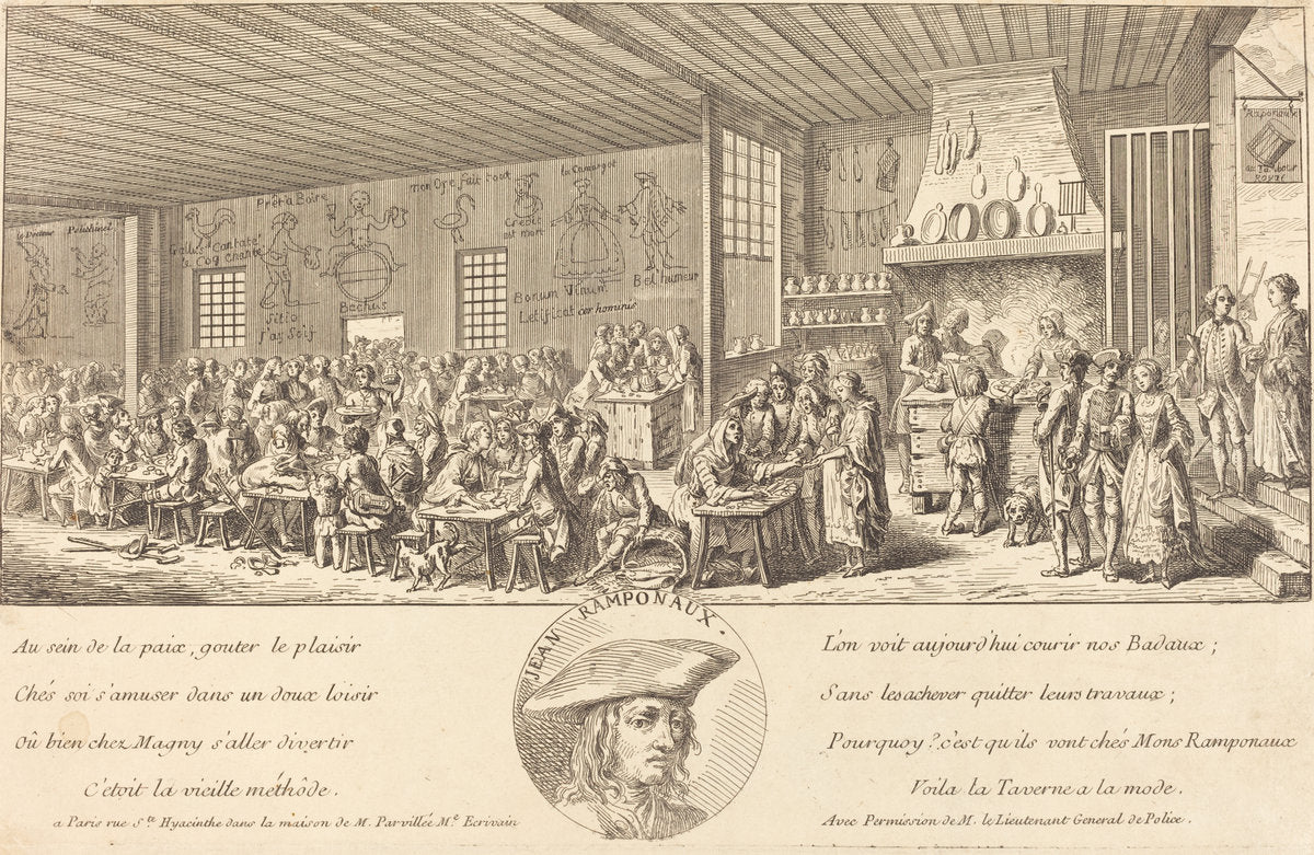 Cabaret of Ramponaux by Benoît-Louis Prévost (French, c. 1735 - 1804), 16X12"(A3)Poster Print