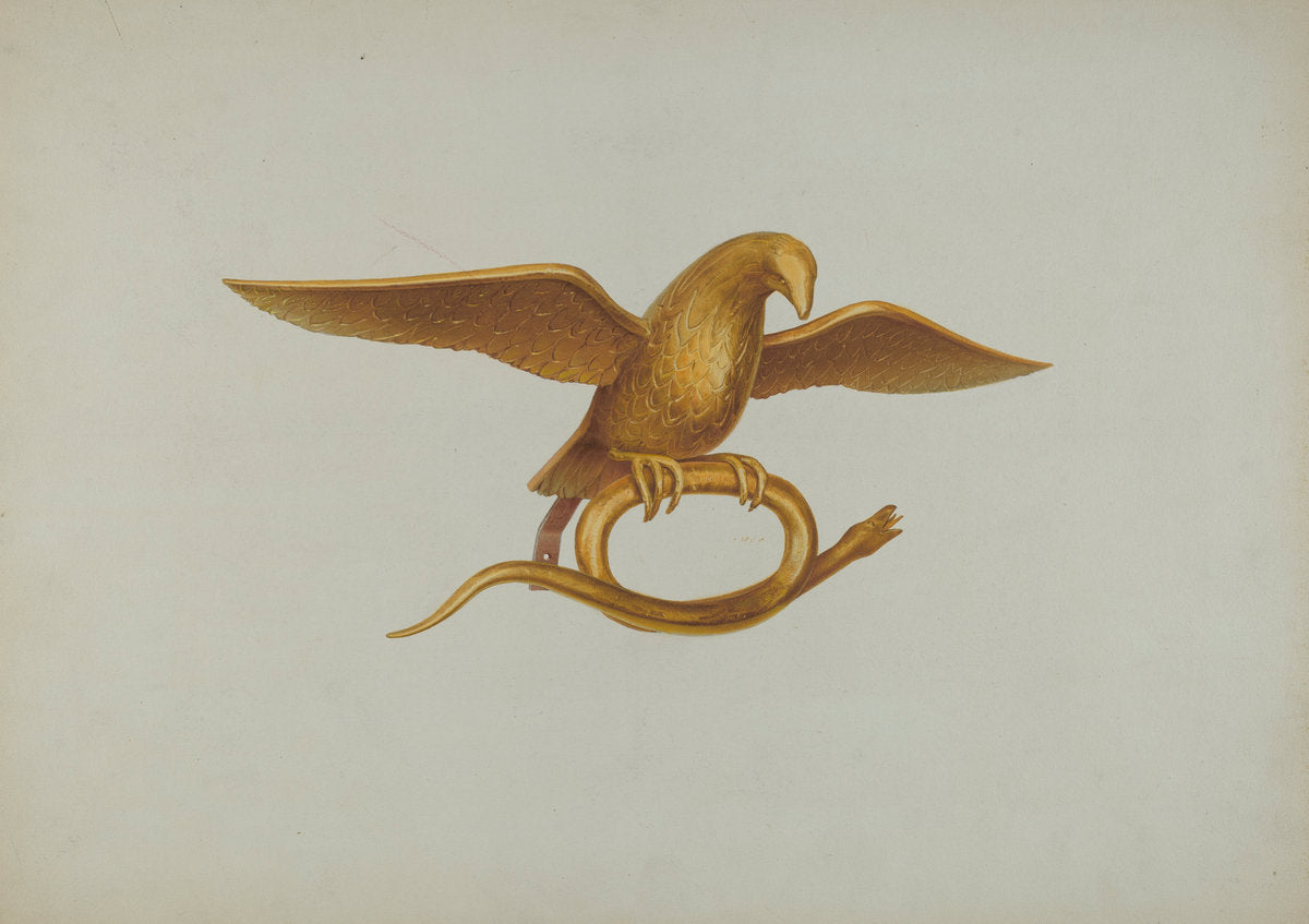 Ornamental Carving: Eagle and Snake by Alfred H. Smith (American, active c. 1935), 16X12"(A3)Poster Print