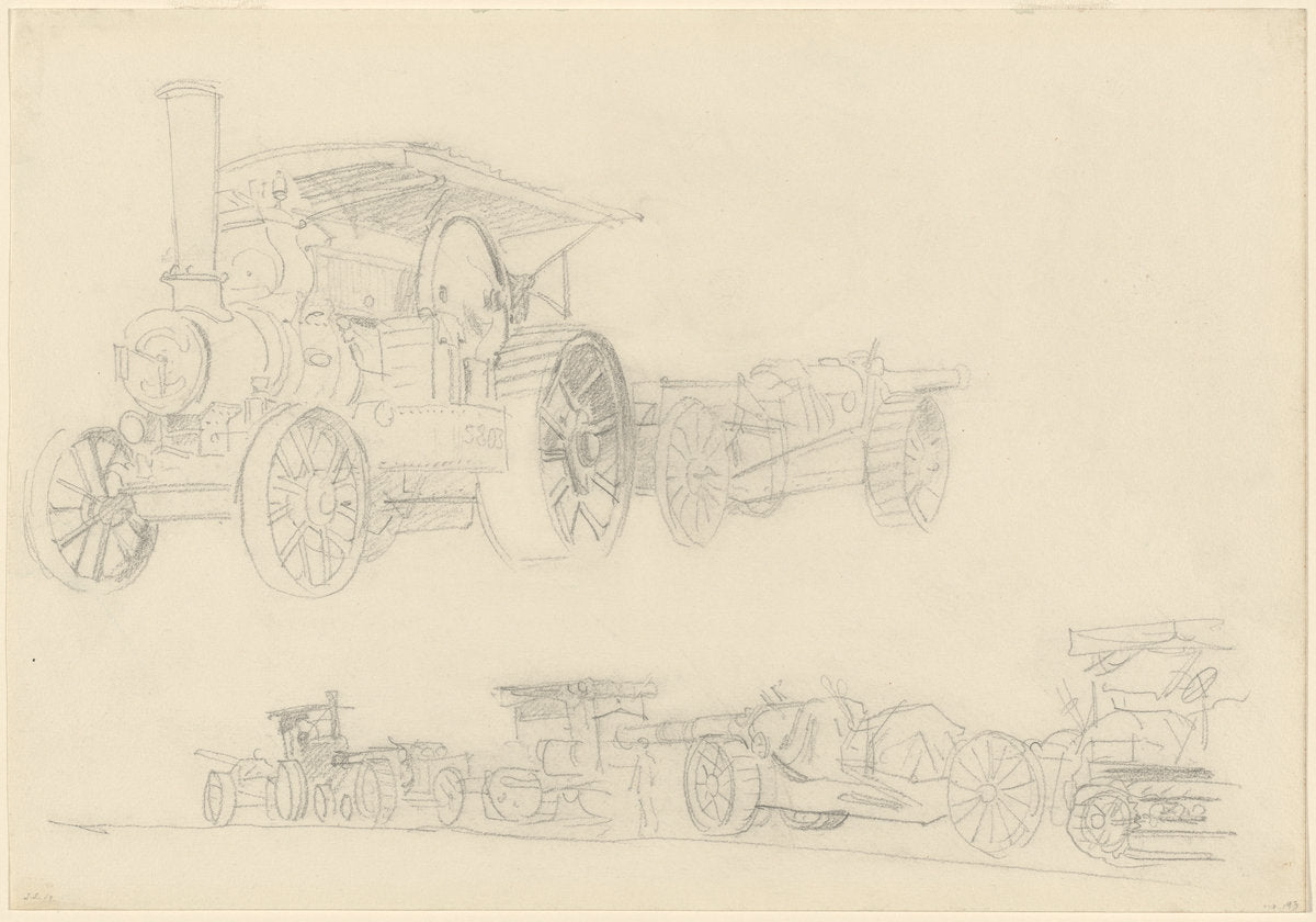 Gun Carriages, France by John Singer Sargent (American, 1856 - 1925), 16X12"(A3)Poster Print