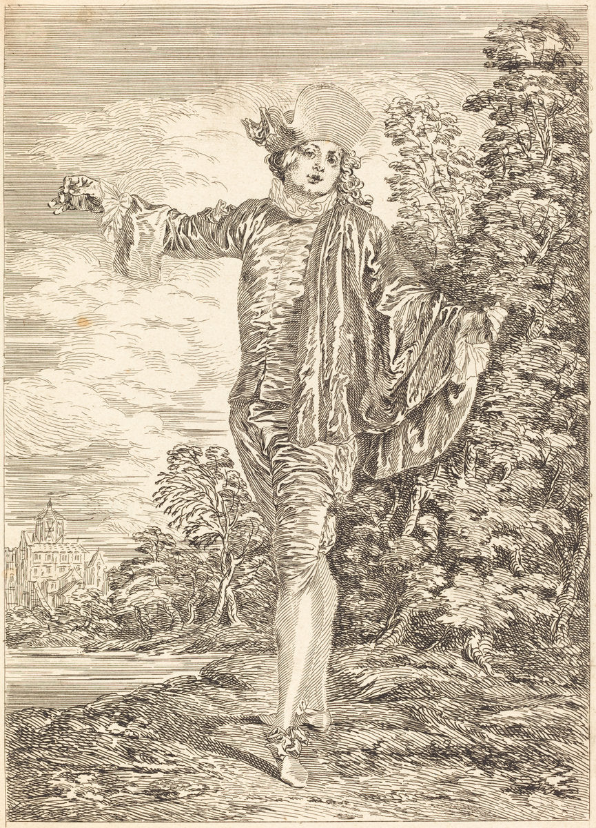 c. 1730 by after Antoine Watteau (Indifferent (L'Indifférent)), 16X12"(A3)Poster Print