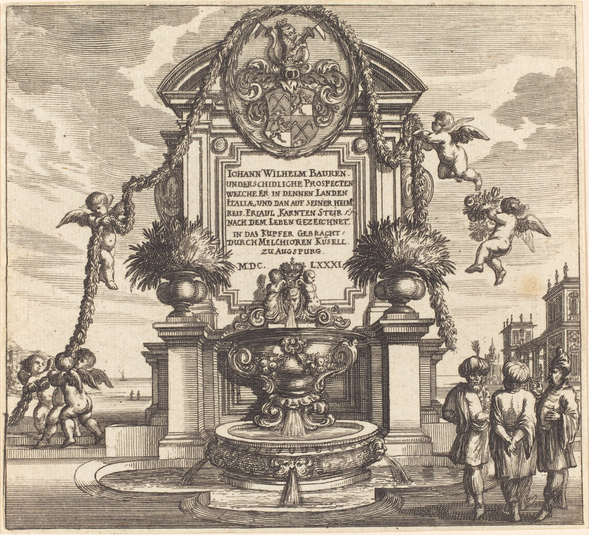 Title Page by Melchior Küsel after Johann Wilhelm Baur (German, 1626 - 1683), 16X12"(A3)Poster Print