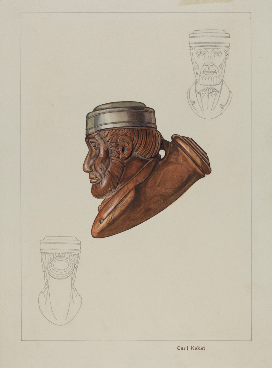 Pipe Head: Lincoln by Carl Keksi (American, active c. 1935), 16X12"(A3)Poster Print