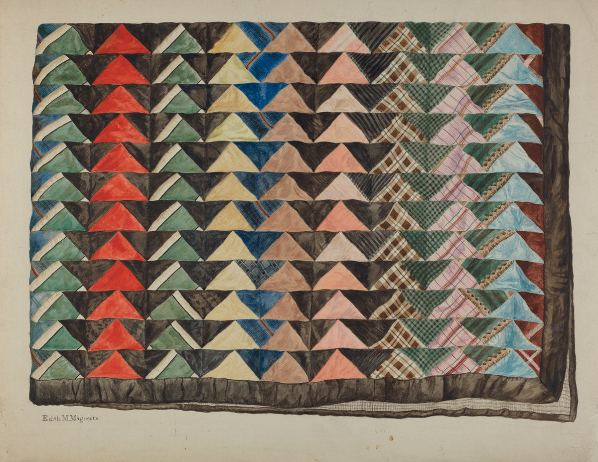 Patchwork Quilt by Edith Magnette (American, active c. 1935), 16X12"(A3)Poster Print
