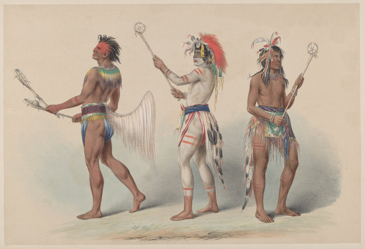 Ball Players by George Catlin (American, 1796 - 1872), 16X12"(A3)Poster Print