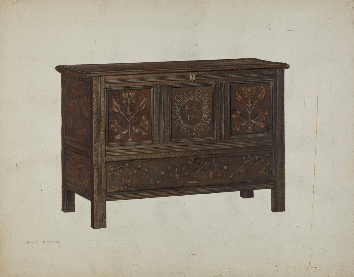 Pa. German Chest by David Dorfman (American, active c. 1935), 16X12"(A3)Poster Print