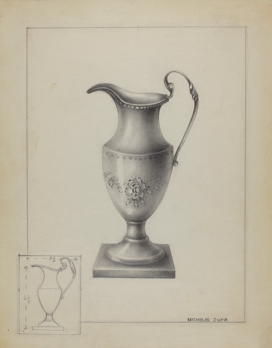 Silver Creamer by Nicholas Zupa (American, active c. 1935), 16X12"(A3)Poster Print