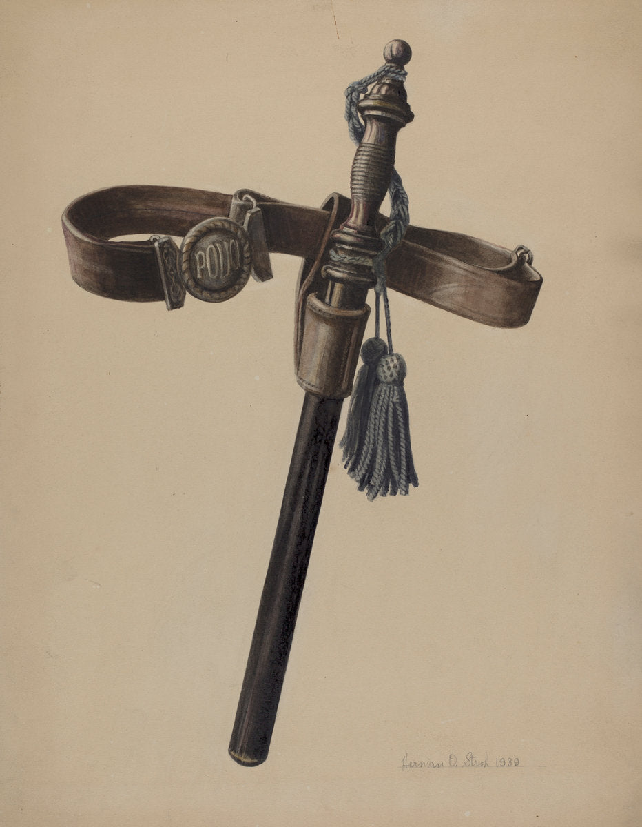 Police Club and Belt by Herman O. Stroh (American, active c. 1935), 16X12"(A3)Poster Print