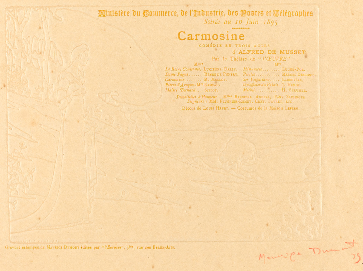 Carmosine by Maurice Dumont (French, 1869 - 1899), 16X12"(A3)Poster Print