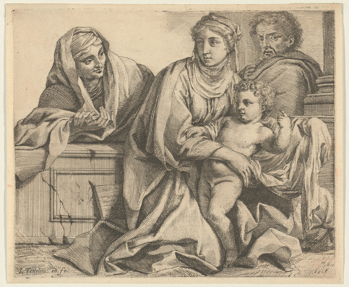 The Holy Family with Saint Anne by Louis Testelin (French, 1615 - 1655), 16X12"(A3)Poster Print