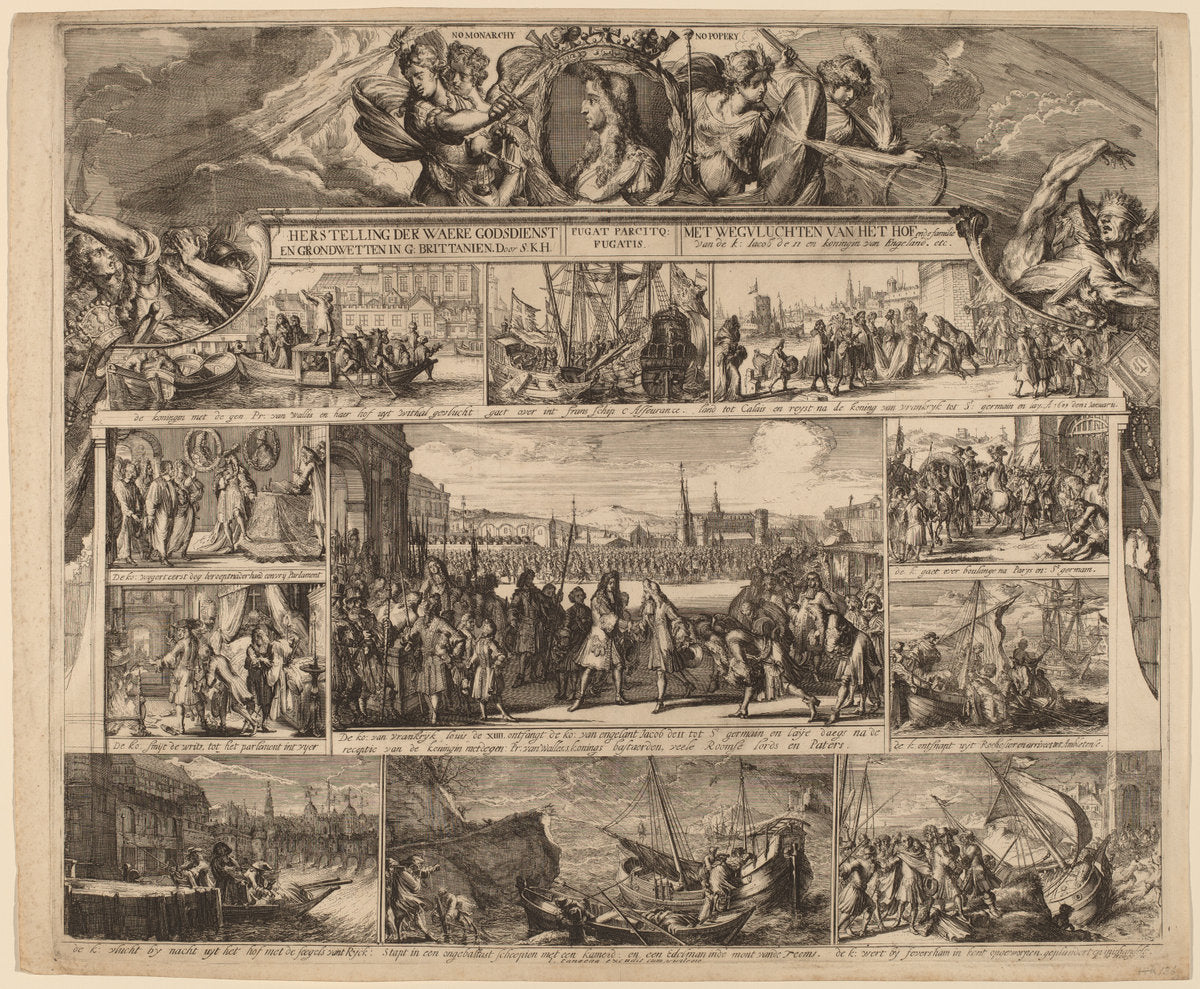 No Monarchy, No Popery by Romeyn de Hooghe (Dutch, 1645 - 1708), 16X12"(A3)Poster Print
