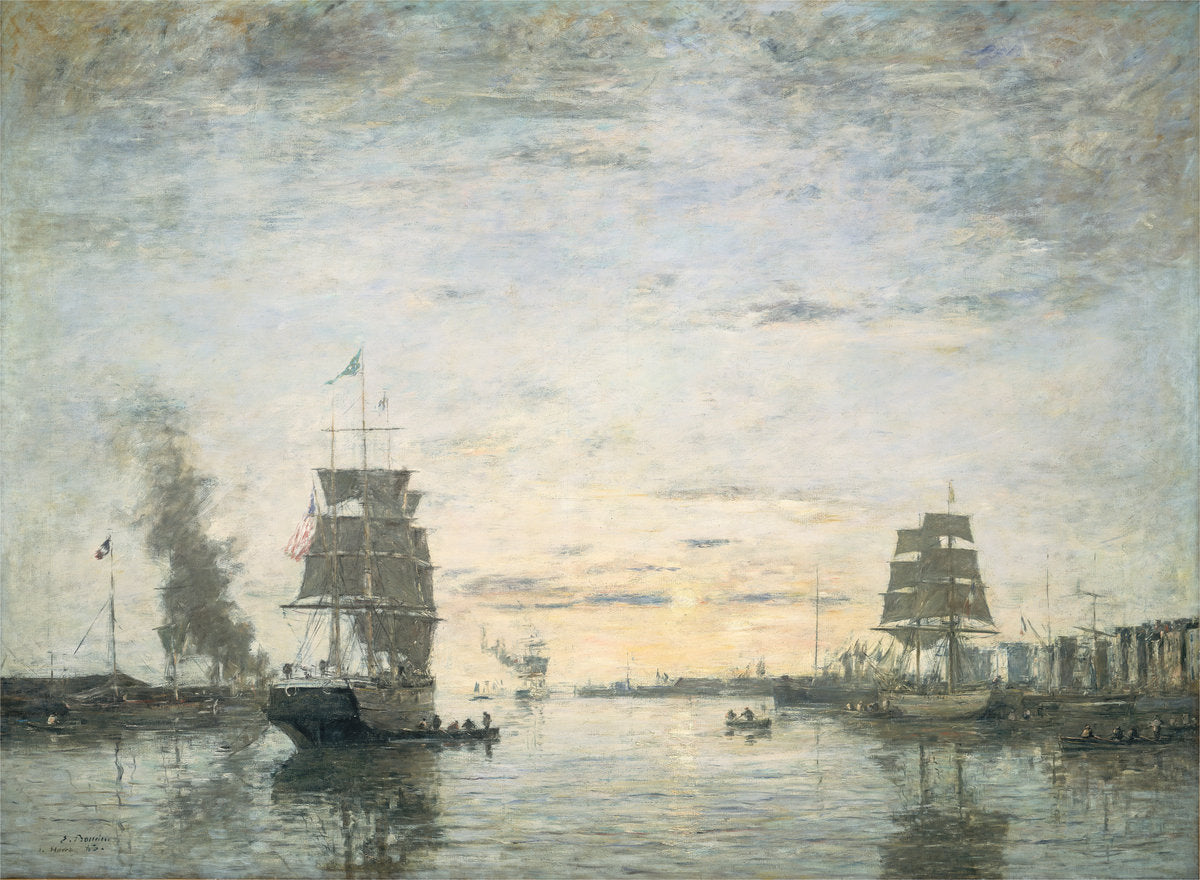 Entrance to the Harbor, Le Havre by Eugène Boudin (French, 1824 - 1898), 16X12"(A3)Poster Print
