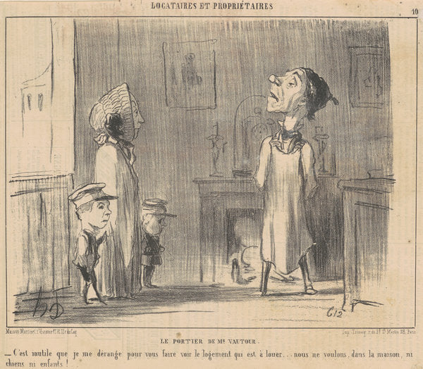 Le portier de Mr Vautour by Honoré Daumier (French, 1808 - 1879), 16X12"(A3)Poster Print