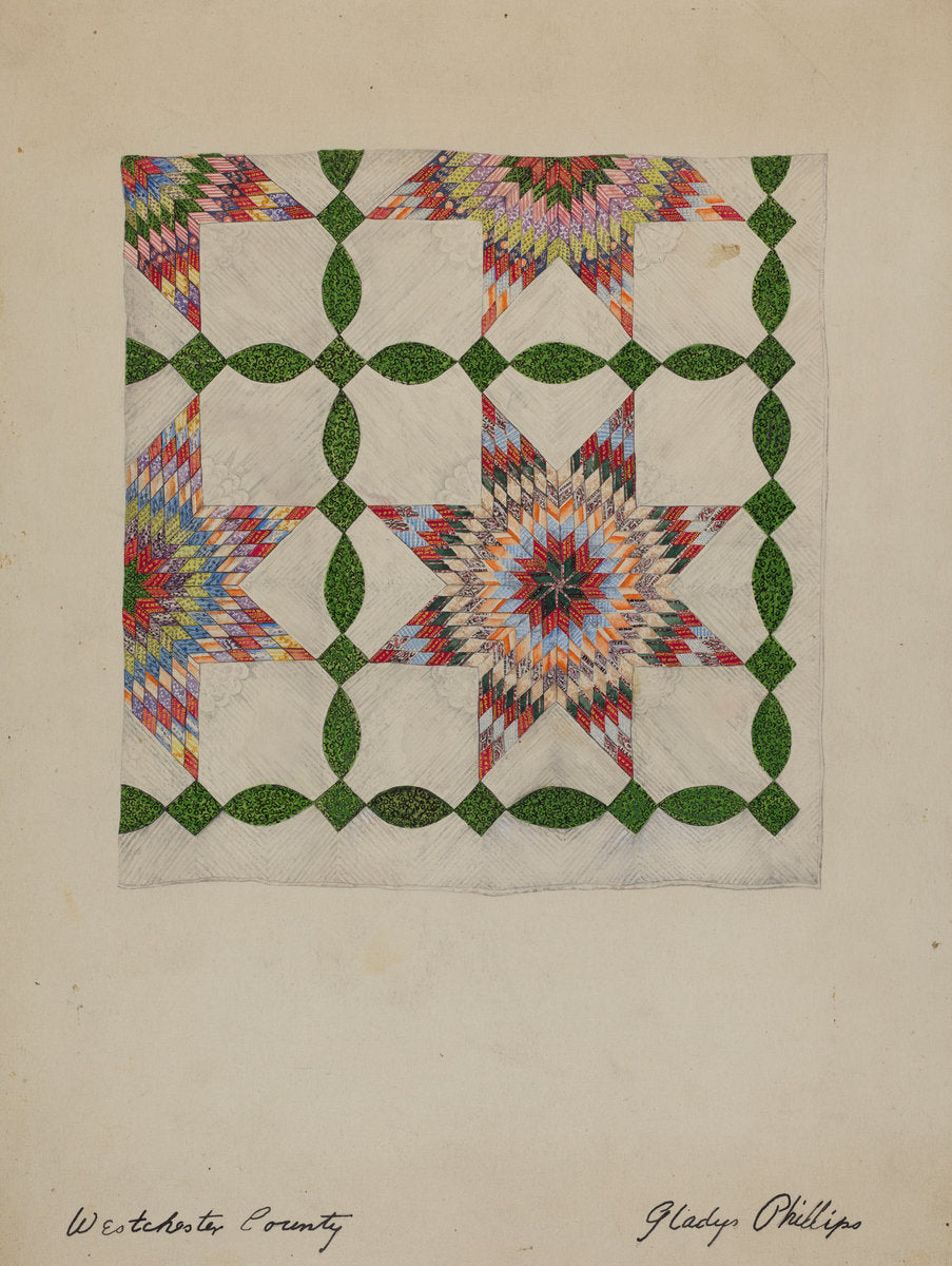 Patchwork Quilt by Gladys Phillips (American, active c. 1935), 16X12"(A3)Poster Print