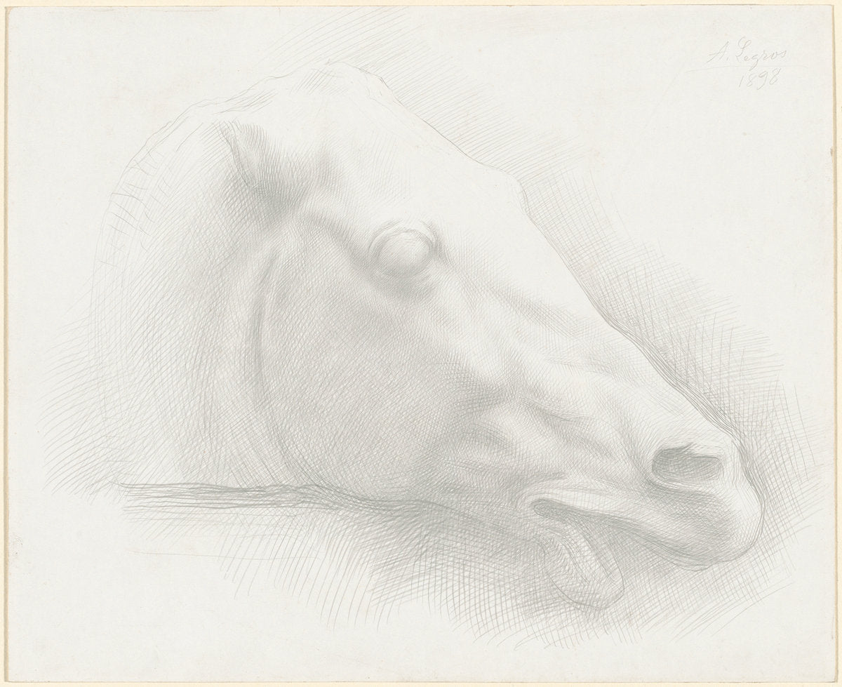 Head of a Horse from the Parthenon by Alphonse Legros (French, 1837 - 1911), 16X12"(A3)Poster Print