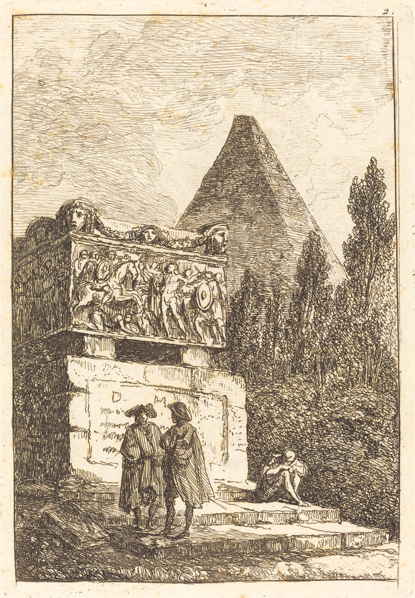 The Sarcophagus by Hubert Robert (French, 1733 - 1808), 16X12"(A3)Poster Print