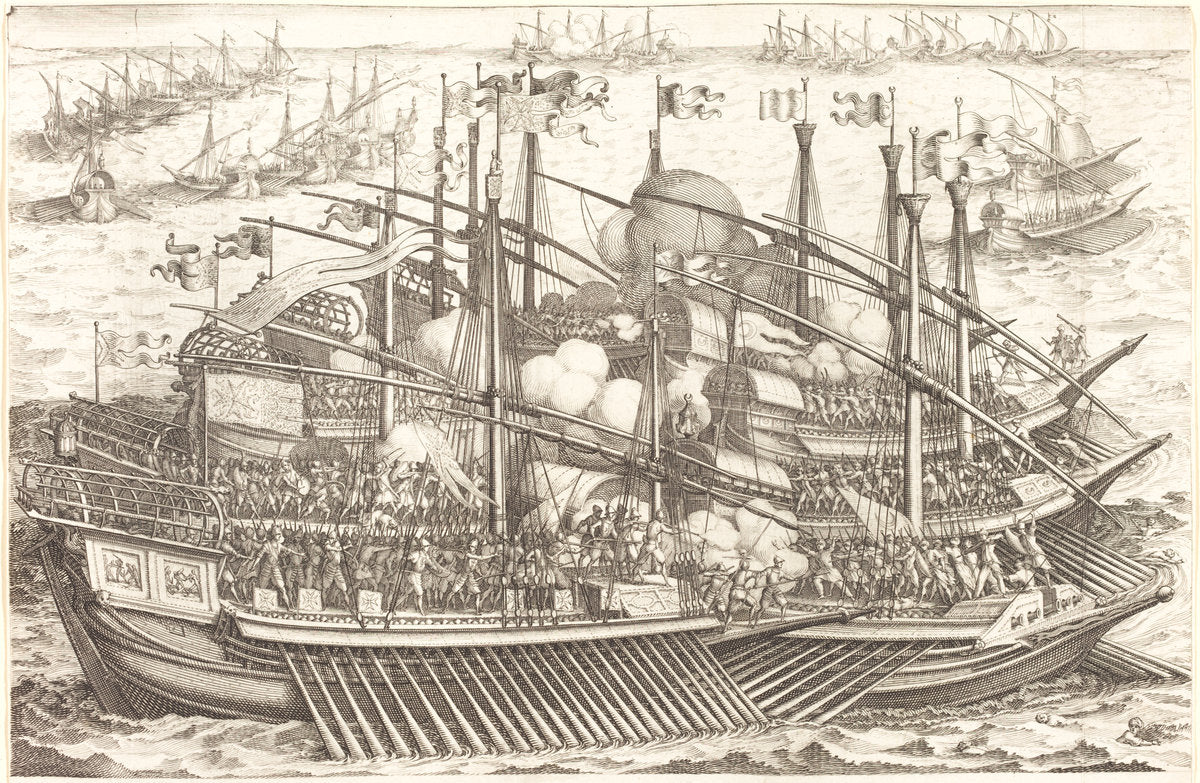 The First Naval Battle by Jacques Callot (French, 1592 - 1635), 16X12"(A3)Poster Print