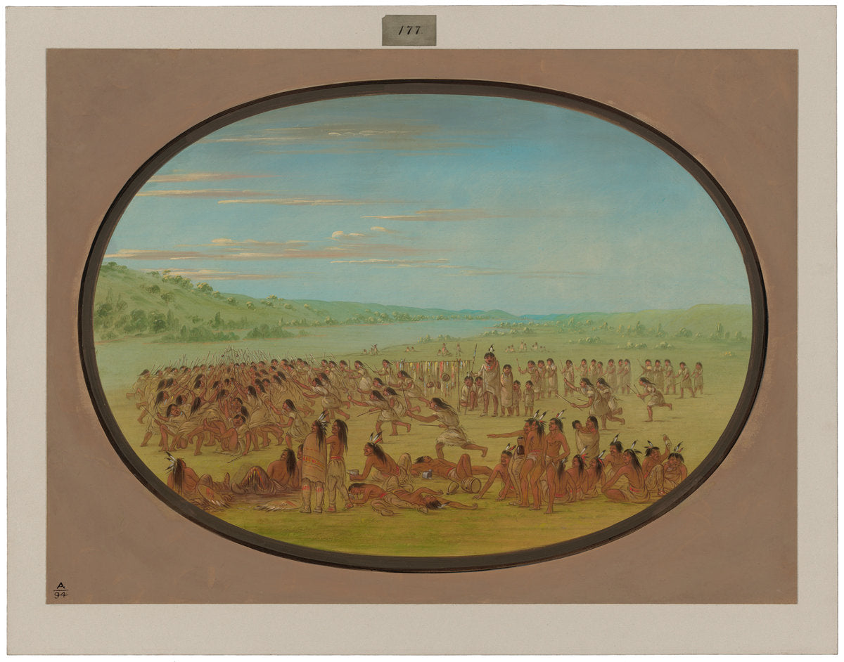 Ball-Play of the Women - Sioux by George Catlin (American, 1796 - 1872), 16X12"(A3)Poster Print