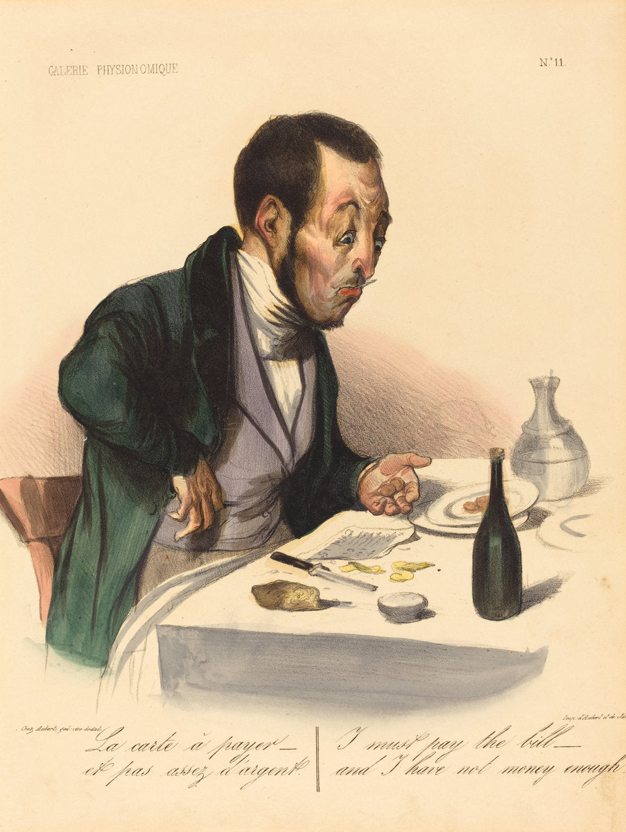 La carte a payer by Honoré Daumier (French, 1808 - 1879), 16X12"(A3)Poster Print